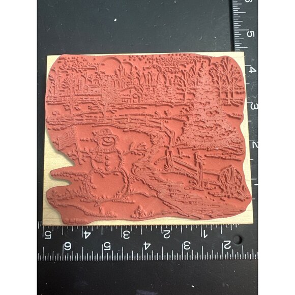 Northwoods Rubber Stamp Snowman American Flag Country Farmhouse Rubber Stamp - Picture 2 of 3